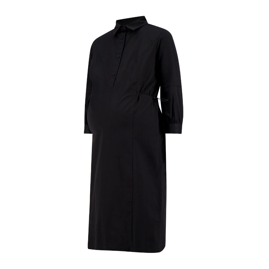 maternity black dress shirt Women's 100% European Linen Maternity Long Sleeve Shirt in Black, Size Large by Quince