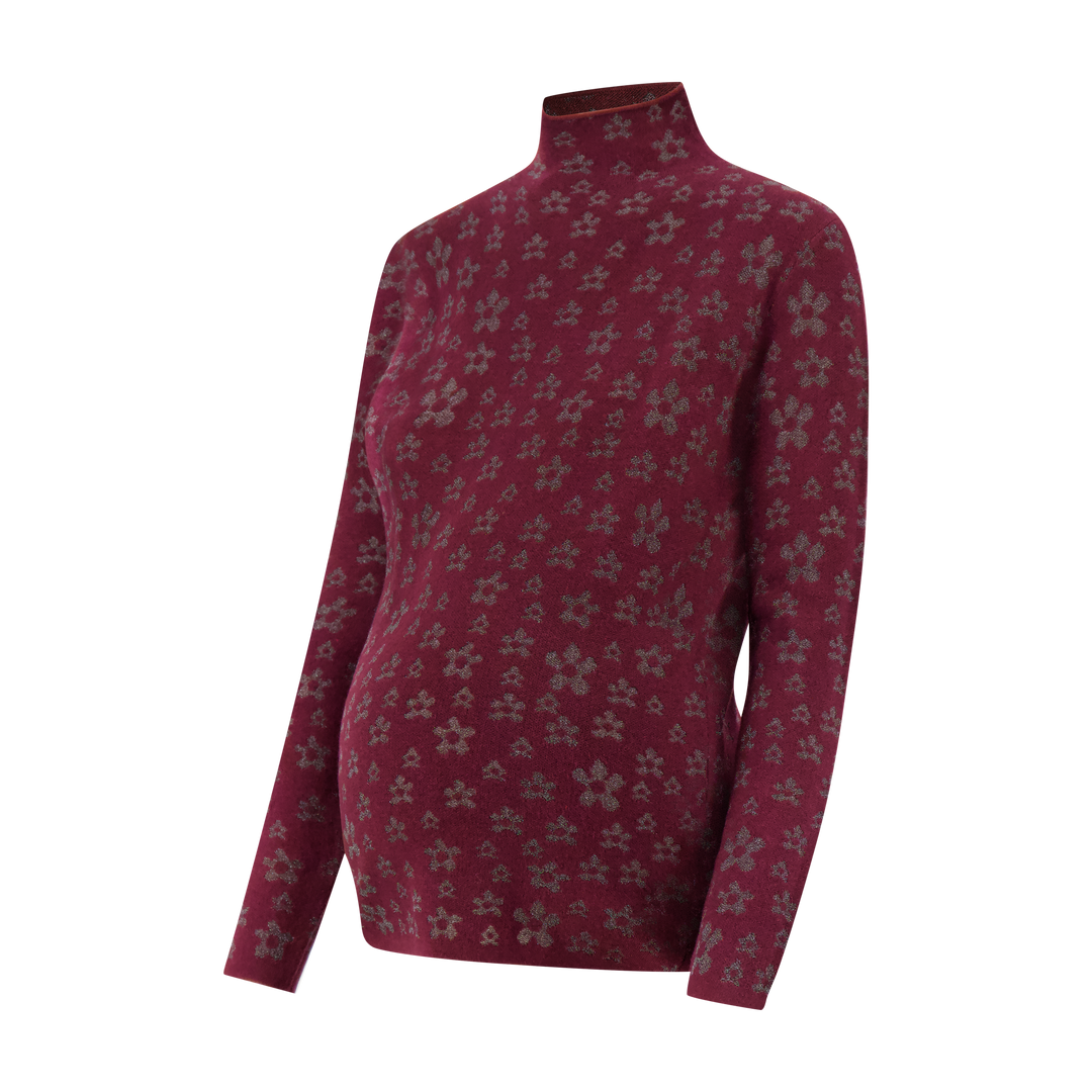 Mock Metallic Flower Sweater