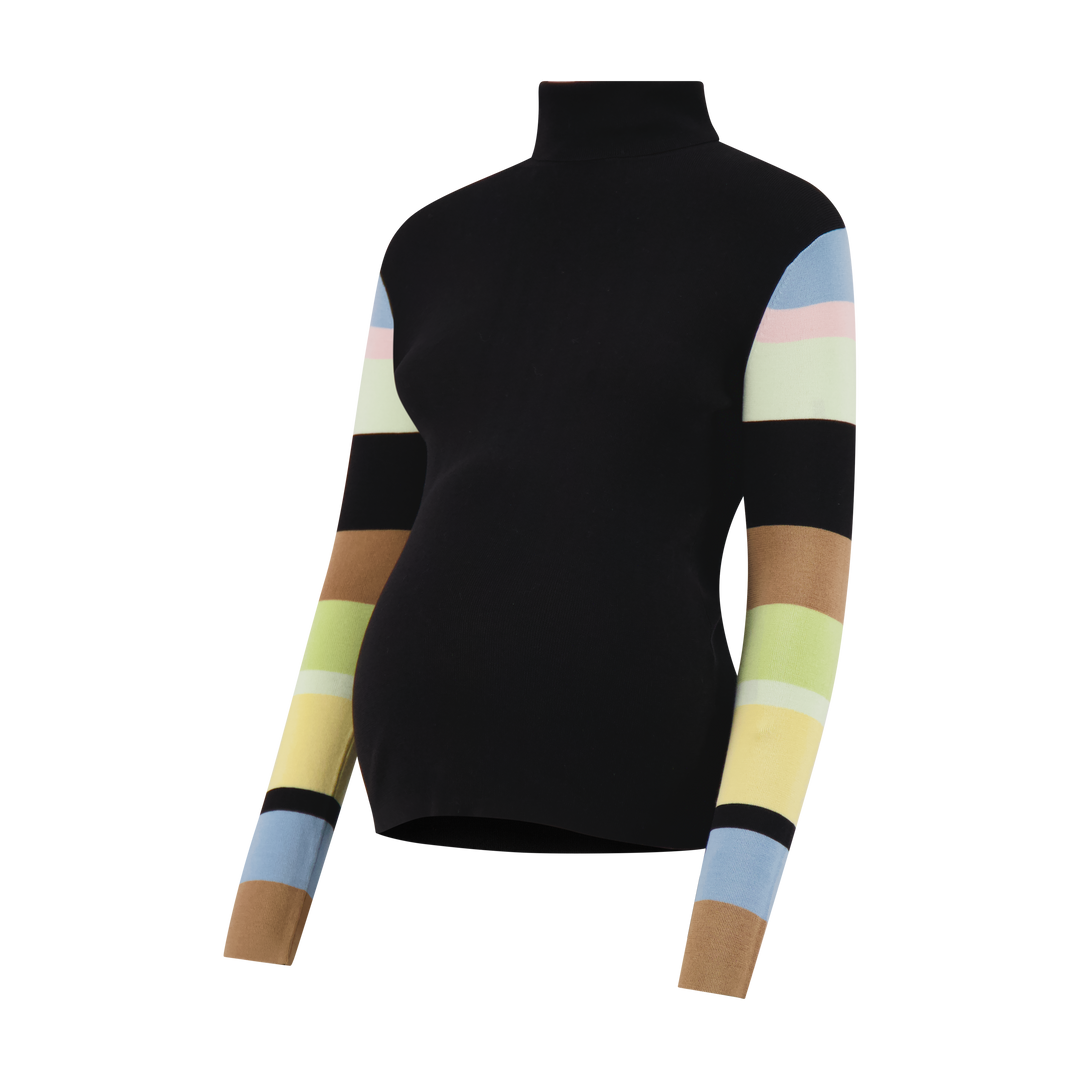 Turtleneck Sweater w Color Sleeve
