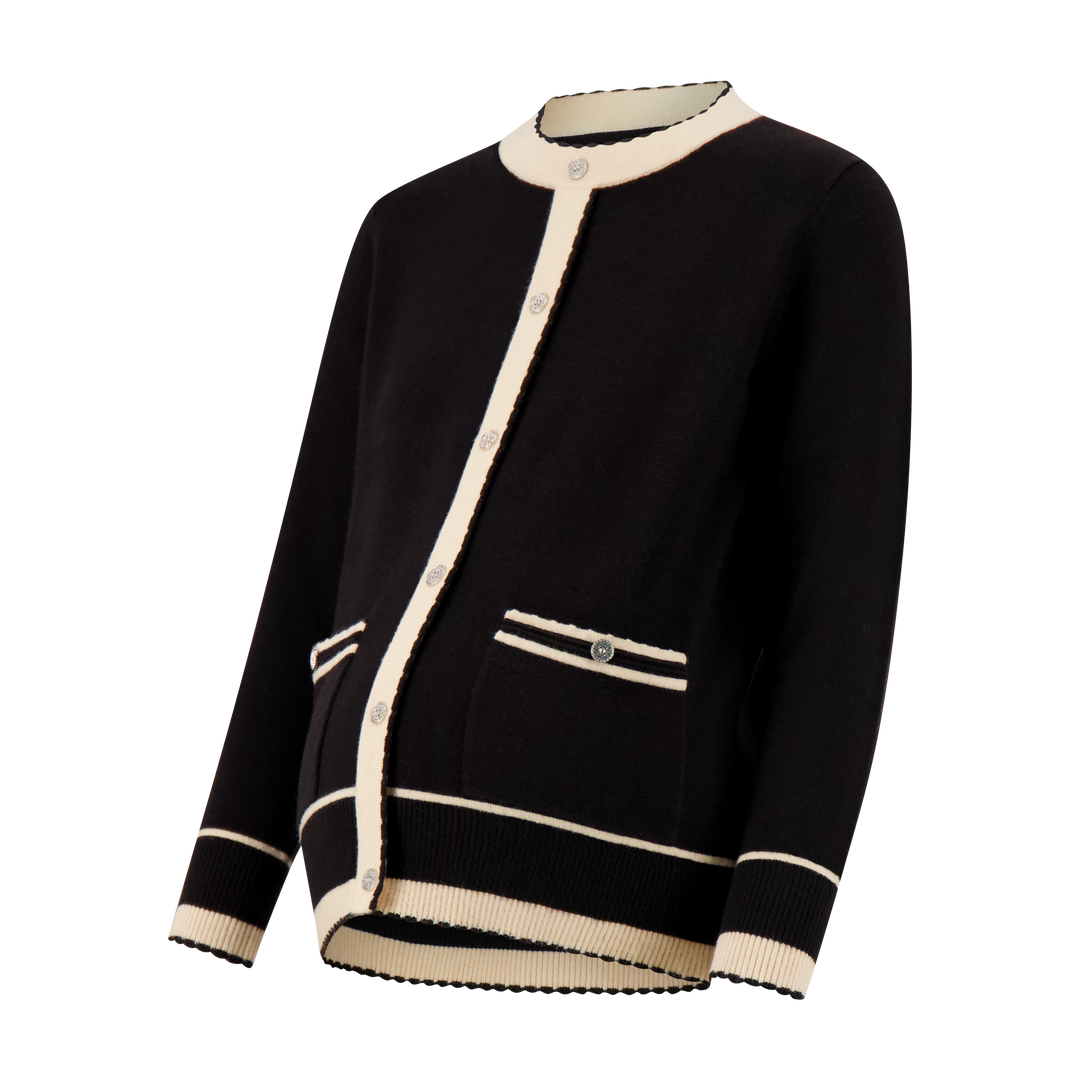 Two Tone Sweater w Diamond Button