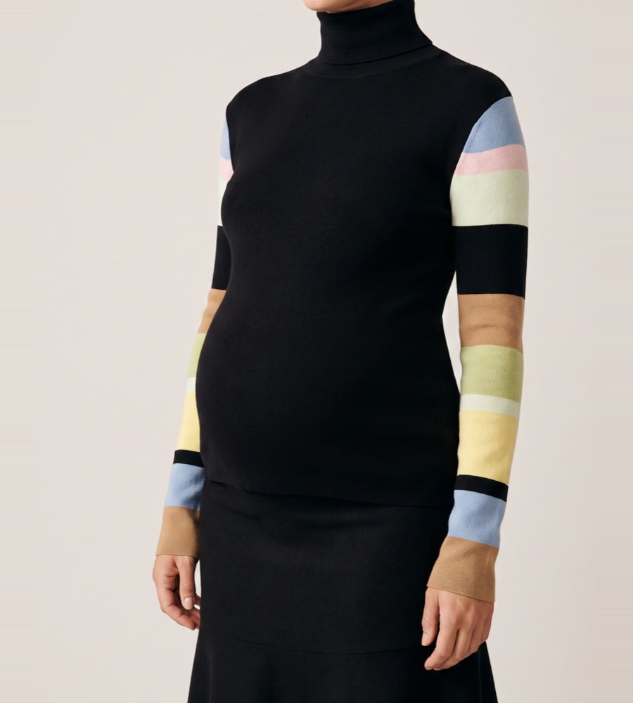 Turtleneck Sweater w Color Sleeve