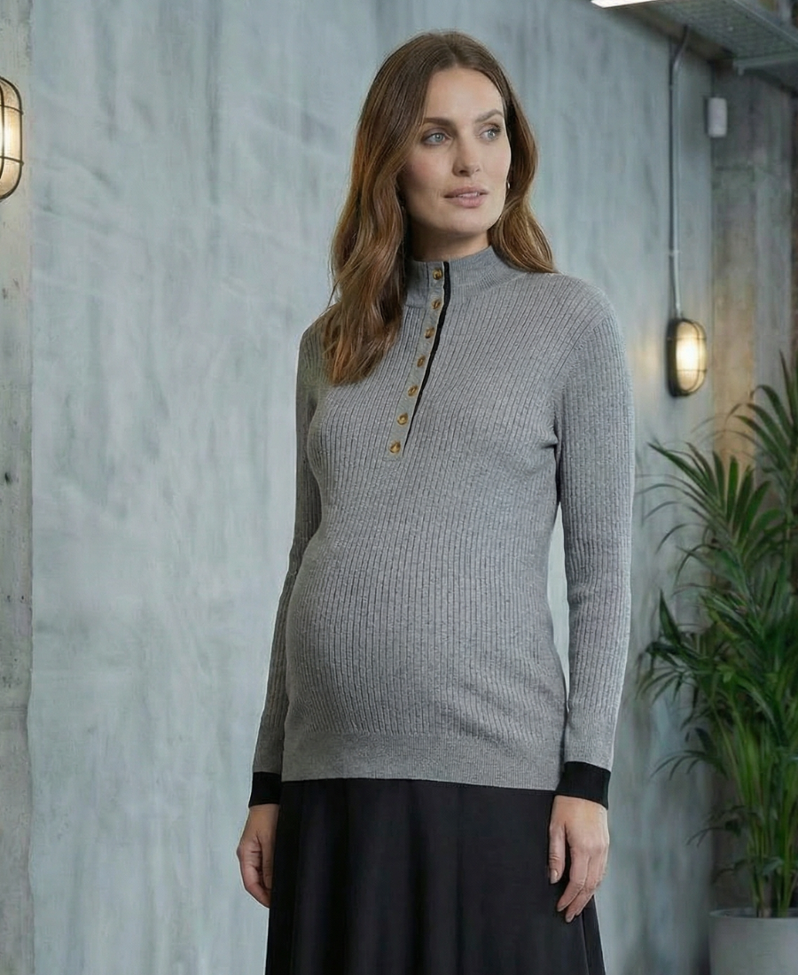 Sweater Henley Color Block